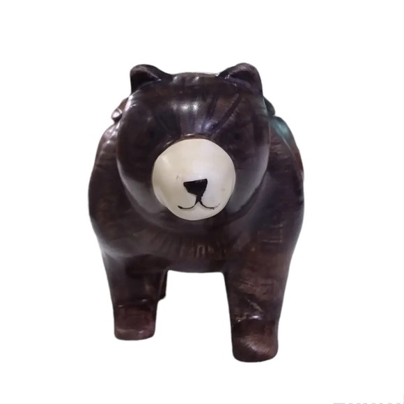 Vintage Sakura Ceramic Brown Bear Trinket Box Lid Rustic Cabin Hand Painted - Picture 2 of 10